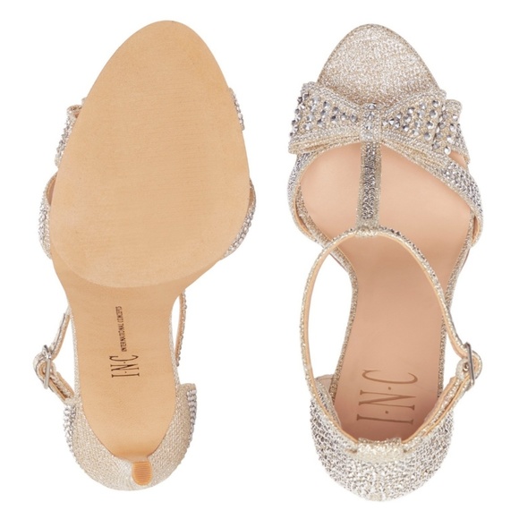 Rhinestone Bow Evening Sandals I never used them. - Picture 3 of 8